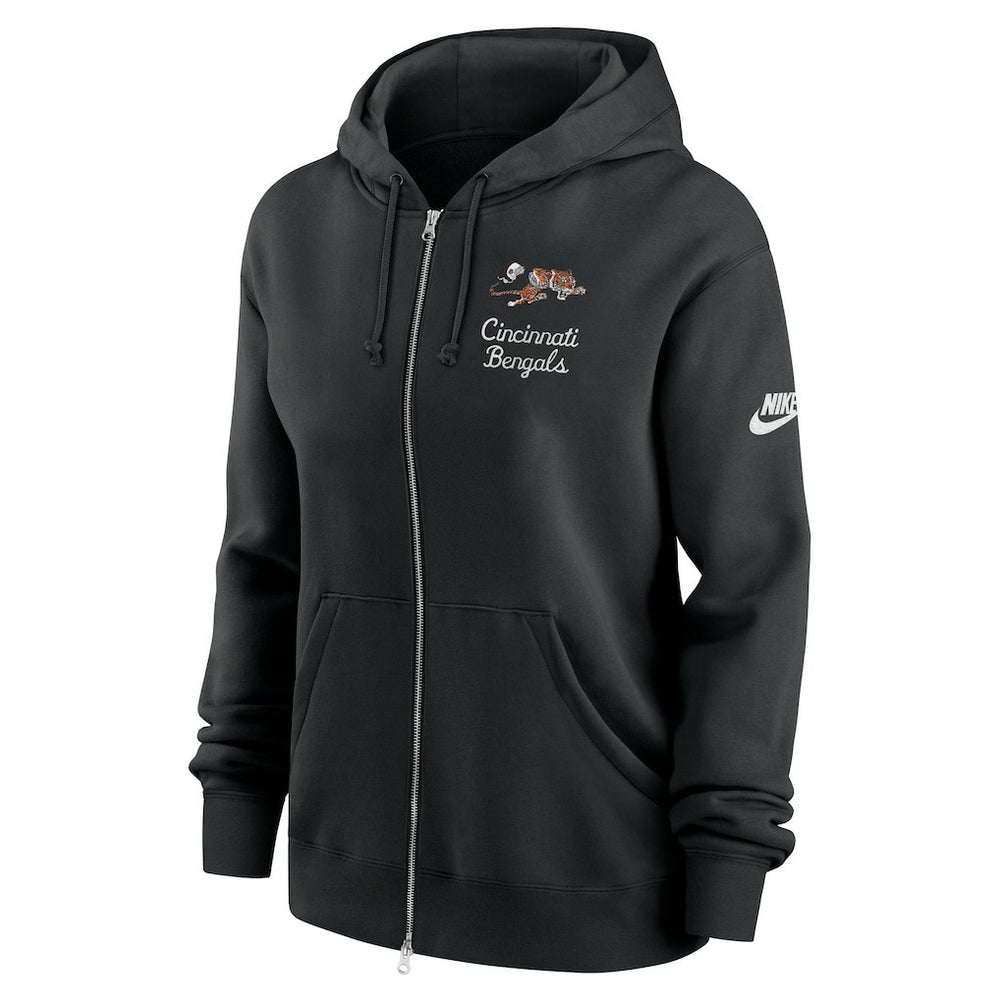 Cincinnati Bengals Women's Phoenix Rewind Full-Zip Hoodie Black | Nike for Sale