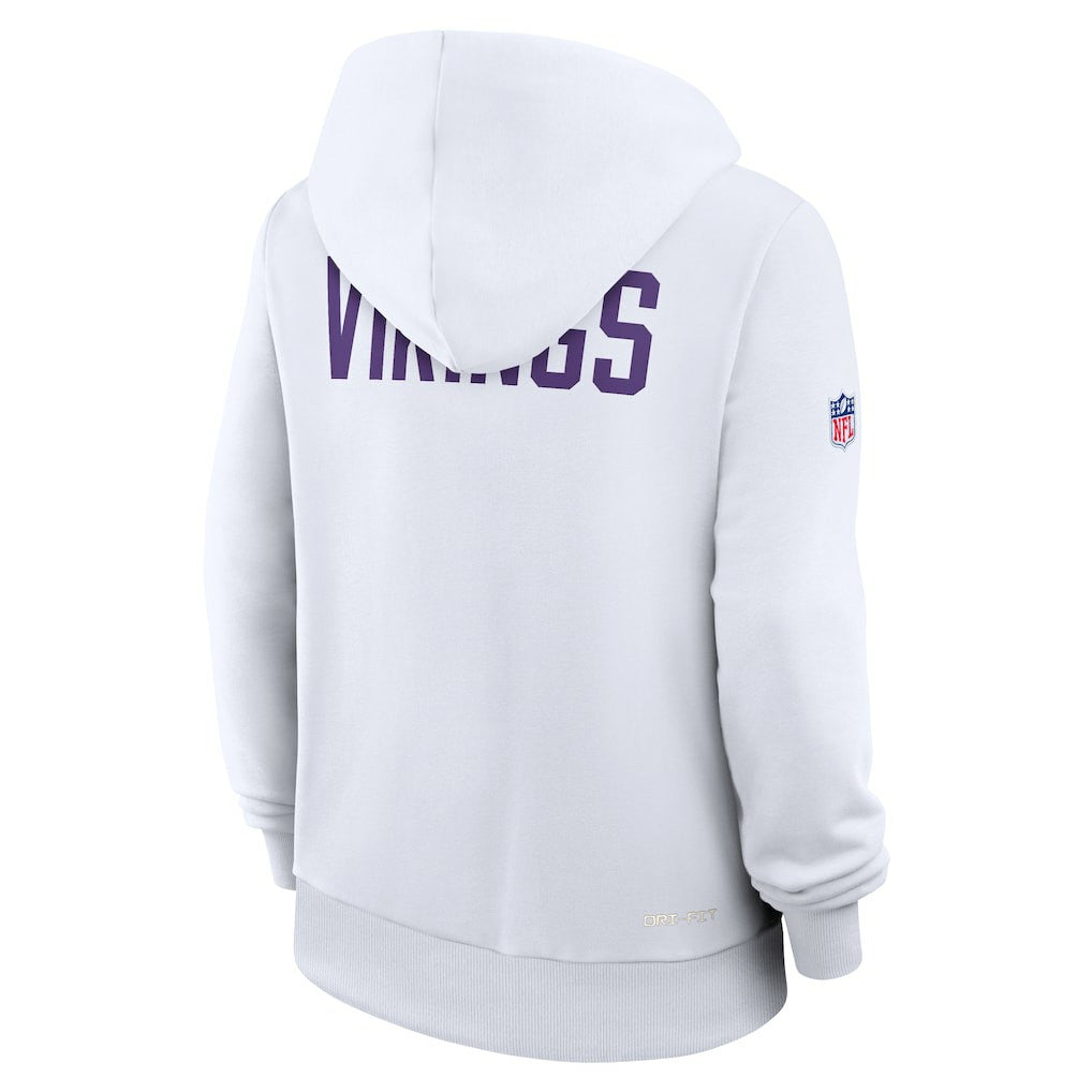 Minnesota Vikings Women's Alternate Logo Sideline Standard Issue Dri-FIT Hoodie White | Nike for Sale