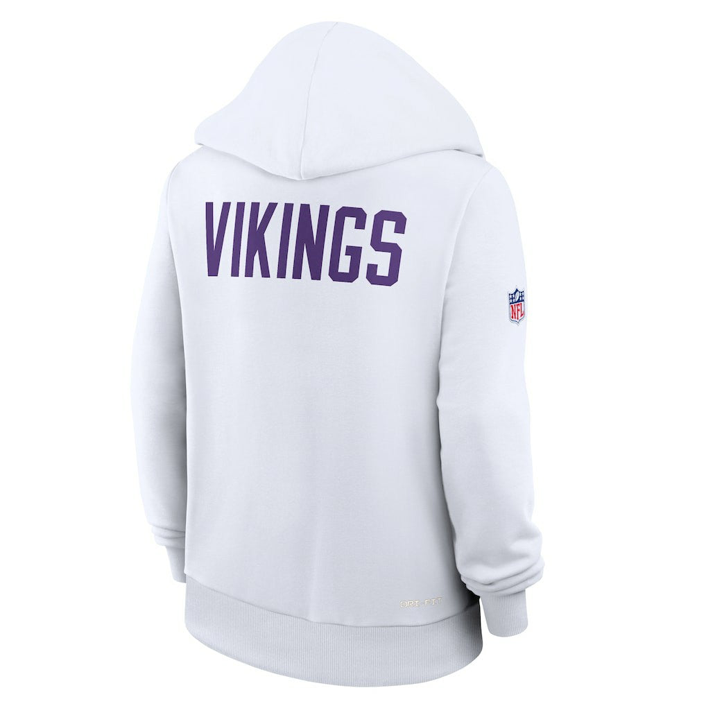 Minnesota Vikings Women's Alternate Logo Sideline Standard Issue Dri-FIT Hoodie White | Nike for Sale
