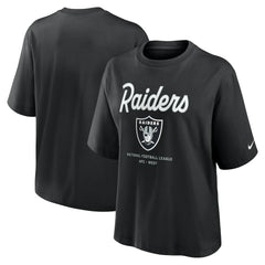 Las Vegas Raiders Women's Essential Script Relaxed Boxy T-Shirt Black | Nike for Sale