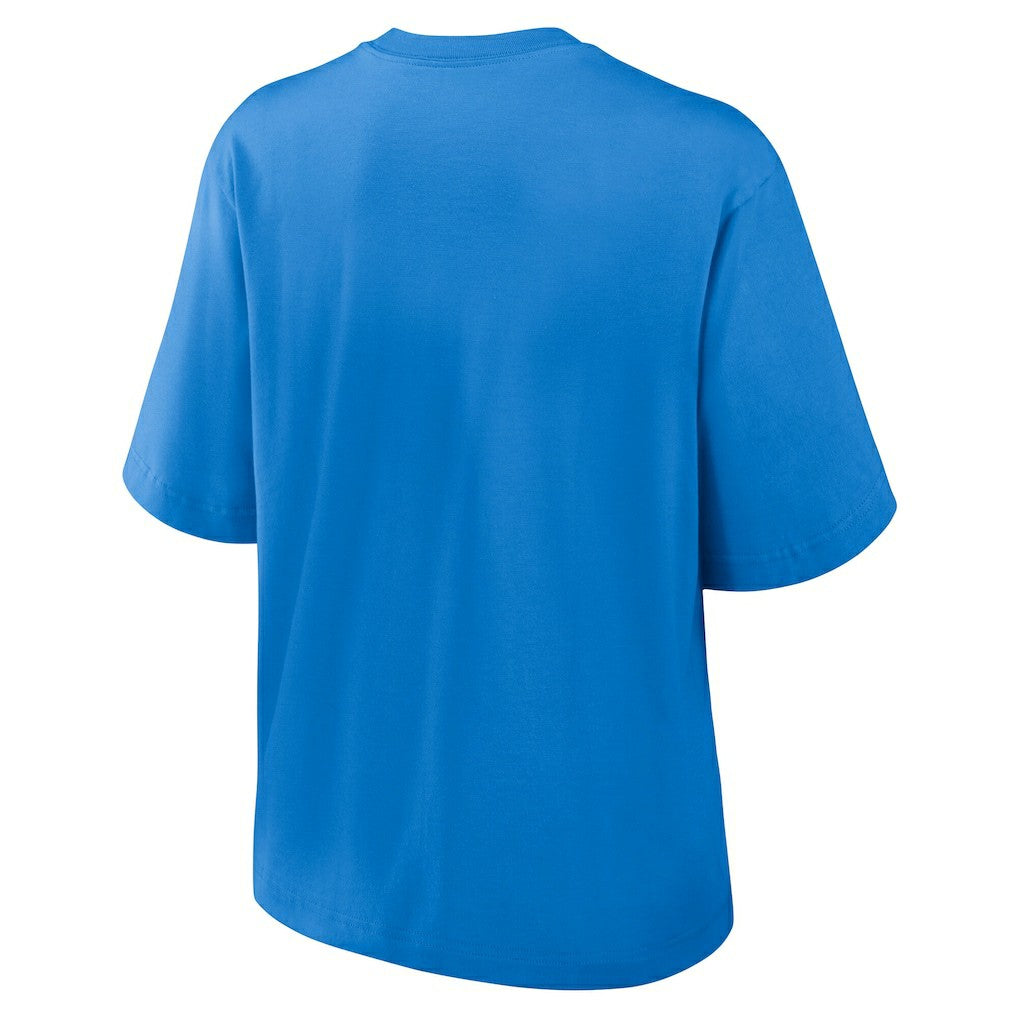 Los Angeles Chargers Women's Essential Script Relaxed Boxy T-Shirt Powder Blue | Nike for Sale