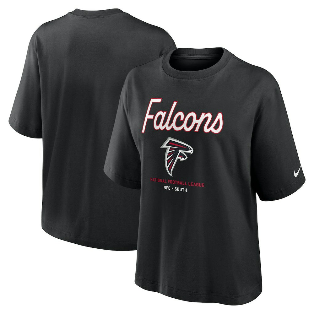 Atlanta Falcons Women's Essential Script Relaxed Boxy T-Shirt Black | Nike for Sale