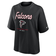 Atlanta Falcons Women's Essential Script Relaxed Boxy T-Shirt Black | Nike for Sale