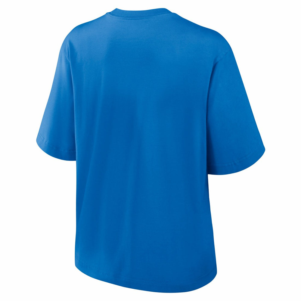 Detroit Lions Women's Essential Script Relaxed Boxy T-Shirt Blue | Nike for Sale