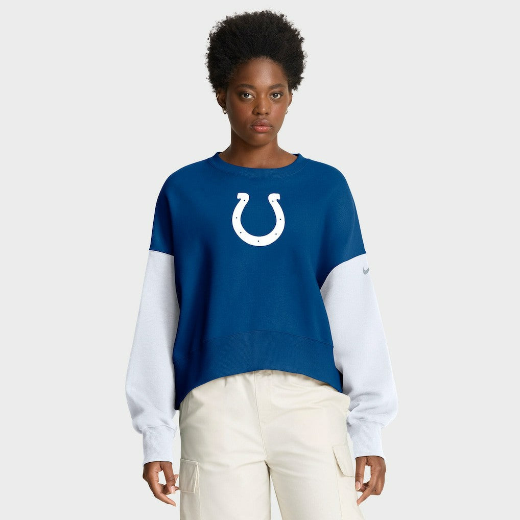 Indianapolis Colts Women's Oversized Color-Block Pullover Sweatshirt Royal | Nike for Sale
