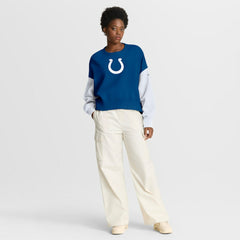 Indianapolis Colts Women's Oversized Color-Block Pullover Sweatshirt Royal | Nike for Sale