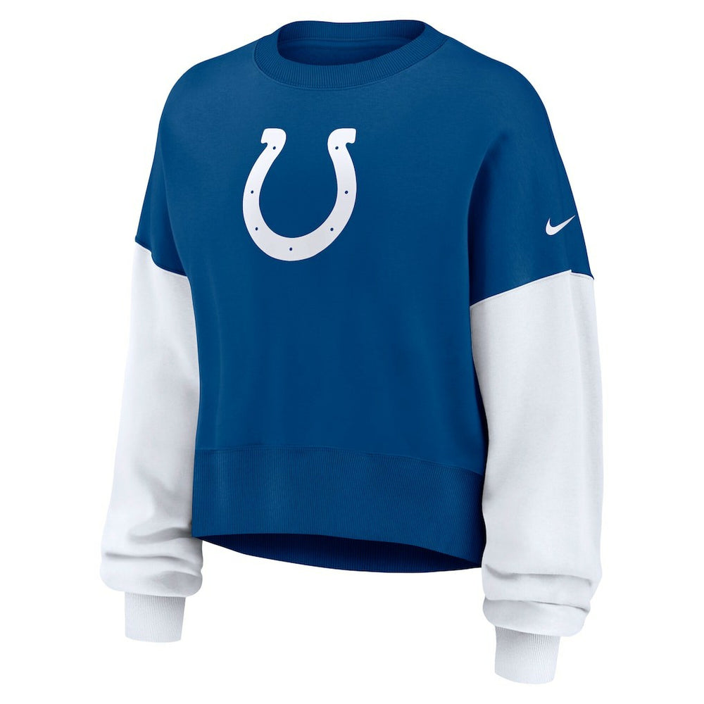 Indianapolis Colts Women's Oversized Color-Block Pullover Sweatshirt Royal | Nike for Sale