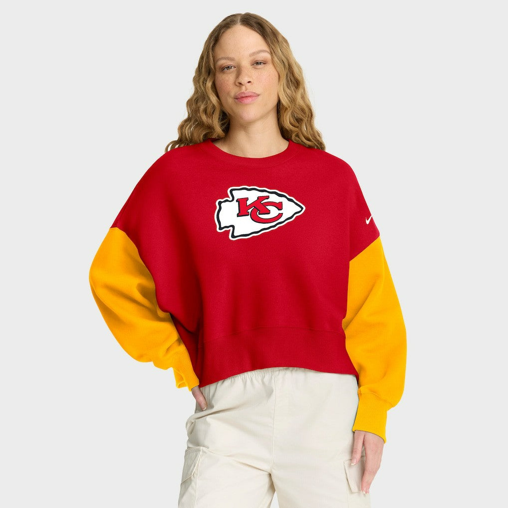 Kansas City Chiefs Women's Oversized Color-Block Pullover Sweatshirt Red | Nike for Sale