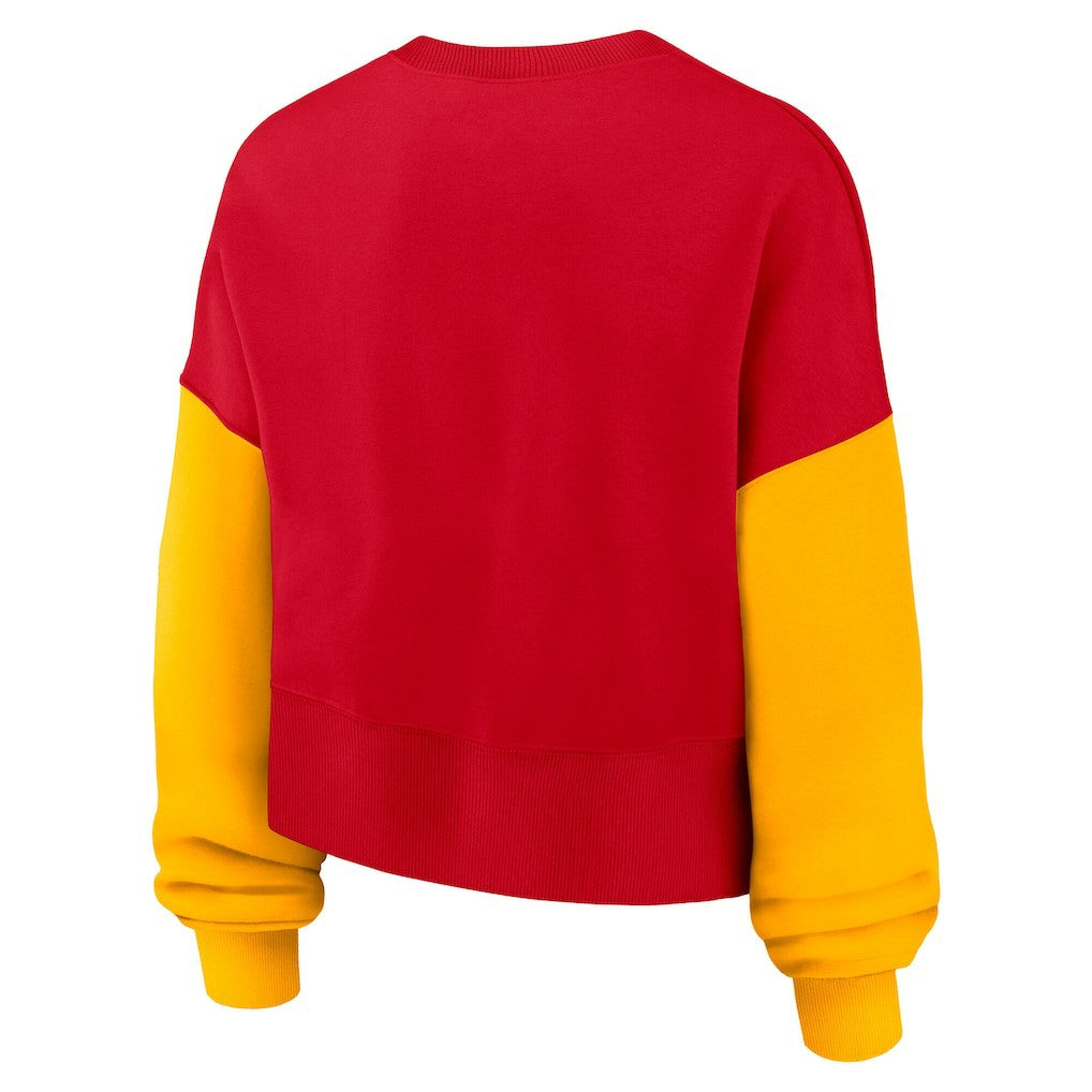 Kansas City Chiefs Women's Oversized Color-Block Pullover Sweatshirt Red | Nike for Sale