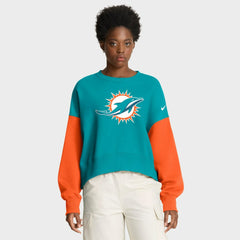 Miami Dolphins Women's Oversized Color-Block Pullover Sweatshirt Aqua | Nike for Sale