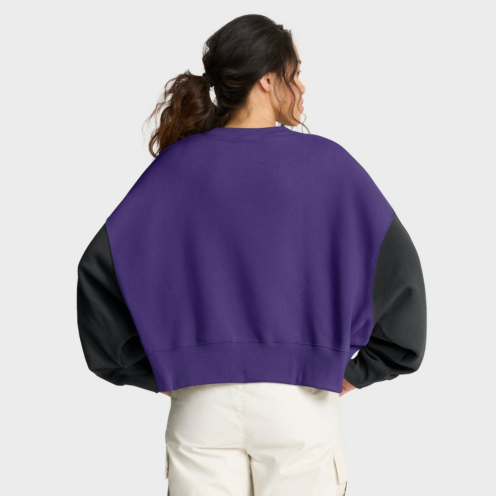 Minnesota Vikings Women's Oversized Color-Block Pullover Sweatshirt Purple | Nike for Sale