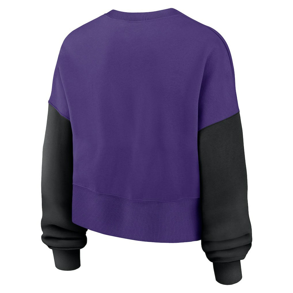 Minnesota Vikings Women's Oversized Color-Block Pullover Sweatshirt Purple | Nike for Sale