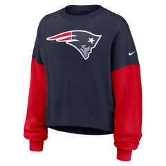 New England Patriots Women's Oversized Color-Block Pullover Sweatshirt Navy | Nike for Sale