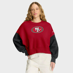 San Francisco 49ers Women's Oversized Color-Block Pullover Sweatshirt Scarlet | Nike for Sale