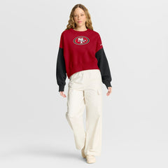 San Francisco 49ers Women's Oversized Color-Block Pullover Sweatshirt Scarlet | Nike for Sale