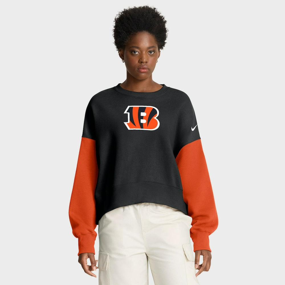 Cincinnati Bengals Women's Oversized Color-Block Pullover Sweatshirt Black | Nike for Sale