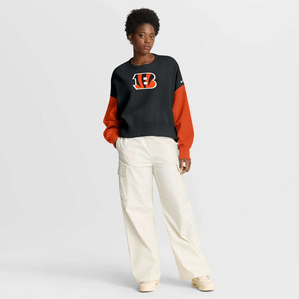 Cincinnati Bengals Women's Oversized Color-Block Pullover Sweatshirt Black | Nike for Sale