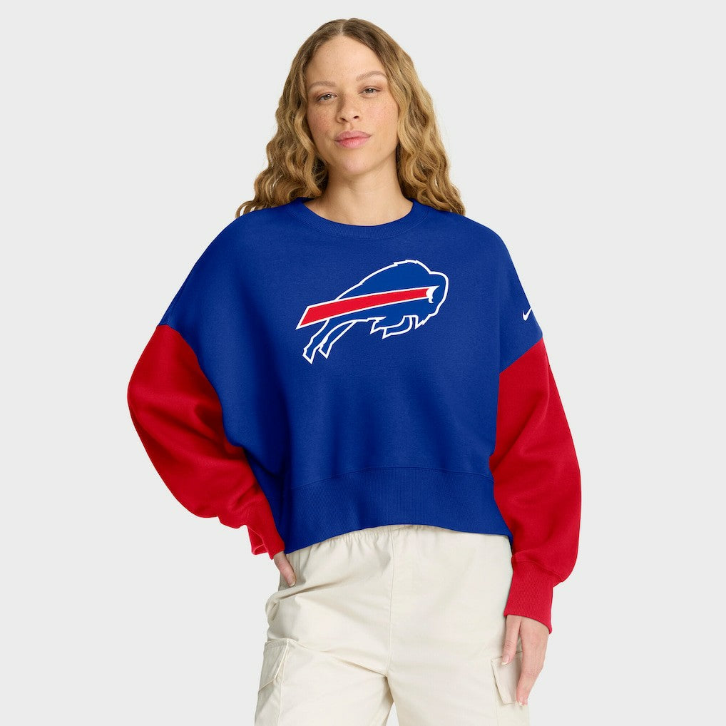 Buffalo Bills Women's Oversized Color-Block Pullover Sweatshirt Royal | Nike for Sale