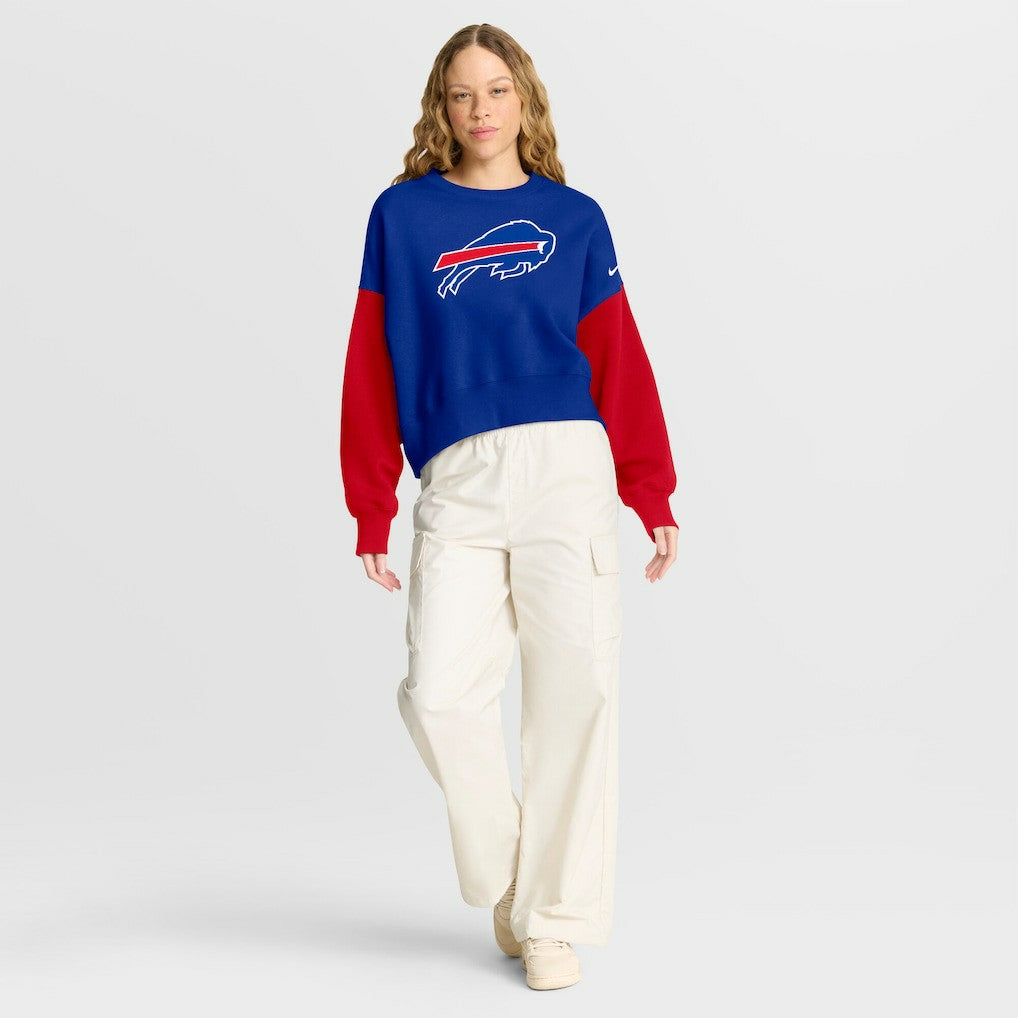 Buffalo Bills Women's Oversized Color-Block Pullover Sweatshirt Royal | Nike for Sale