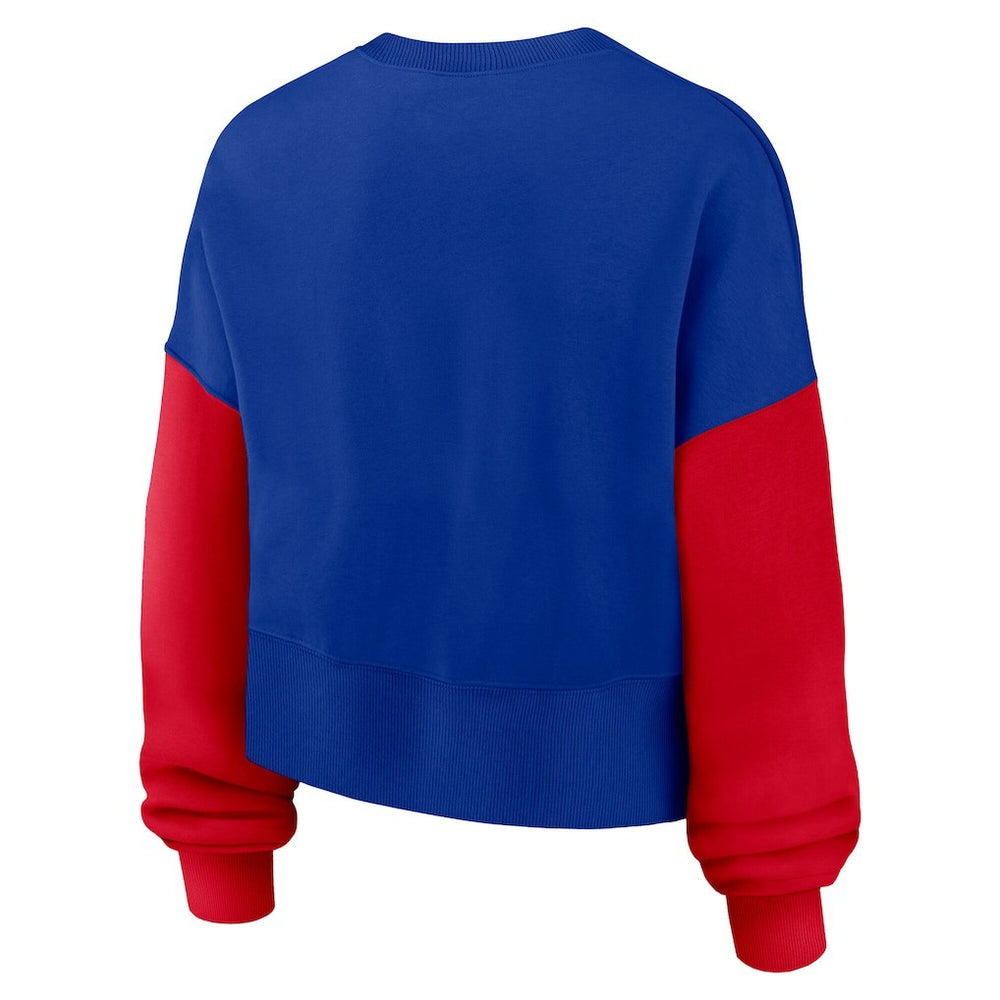 Buffalo Bills Women's Oversized Color-Block Pullover Sweatshirt Royal | Nike for Sale