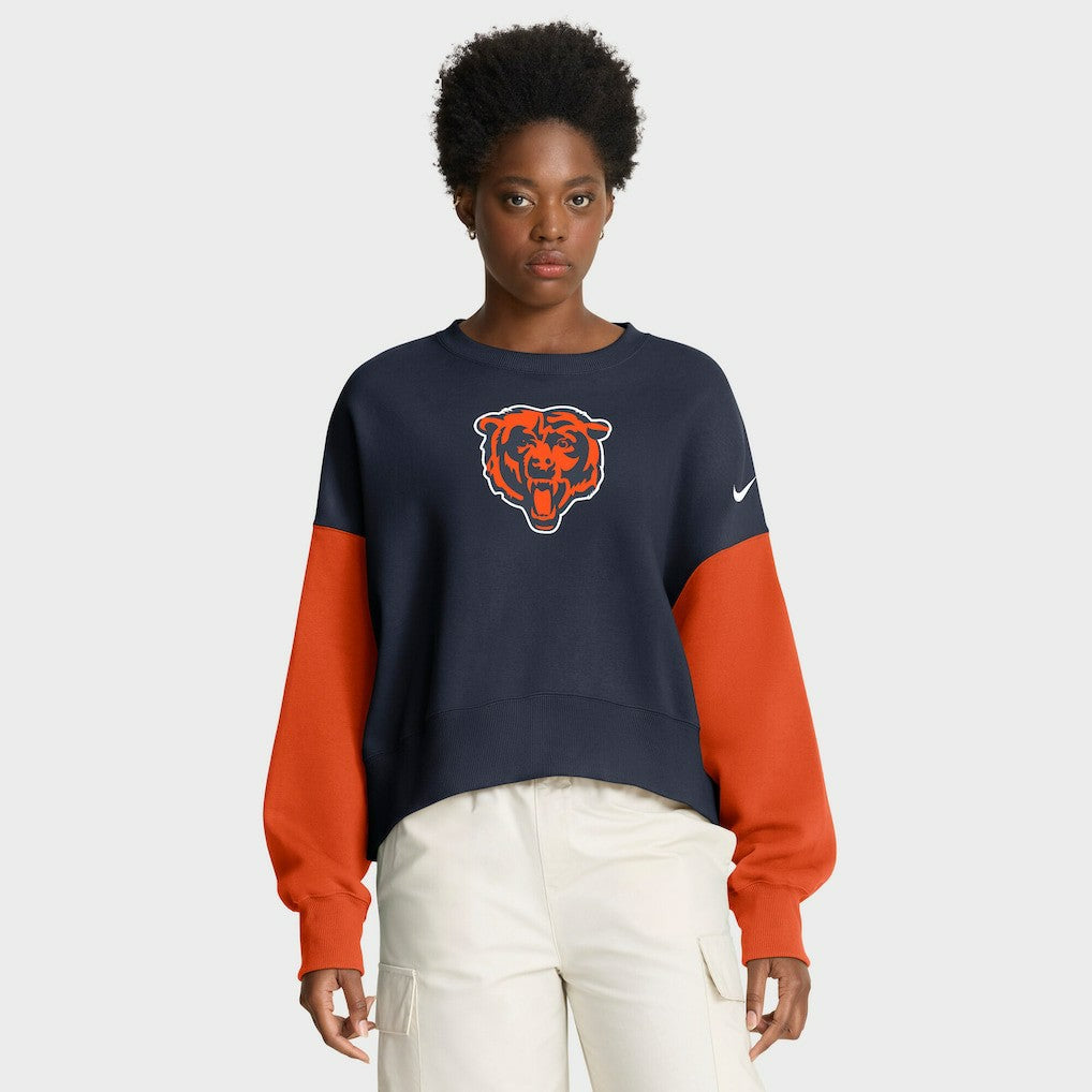 Chicago Bears Women's Oversized Color-Block Pullover Sweatshirt Navy | Nike for Sale