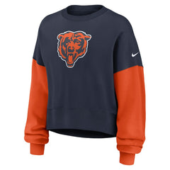 Chicago Bears Women's Oversized Color-Block Pullover Sweatshirt Navy | Nike for Sale