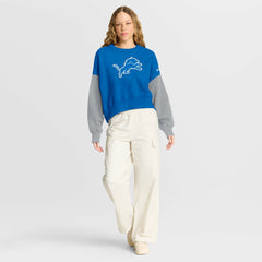 Detroit Lions Women's Oversized Color-Block Pullover Sweatshirt Blue | Nike for Sale