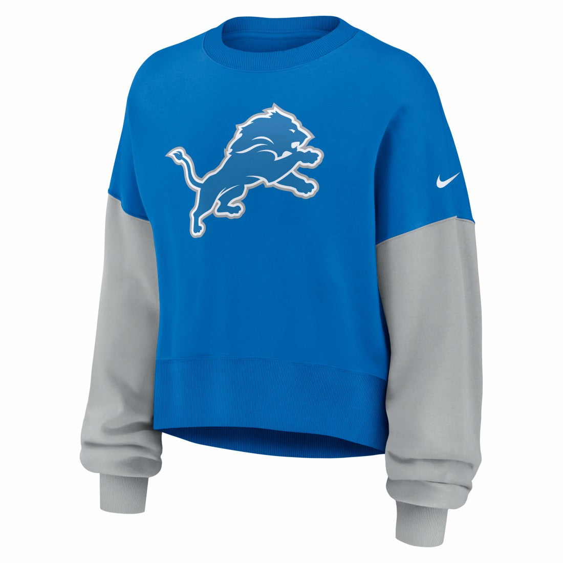 Detroit Lions Women's Oversized Color-Block Pullover Sweatshirt Blue | Nike for Sale