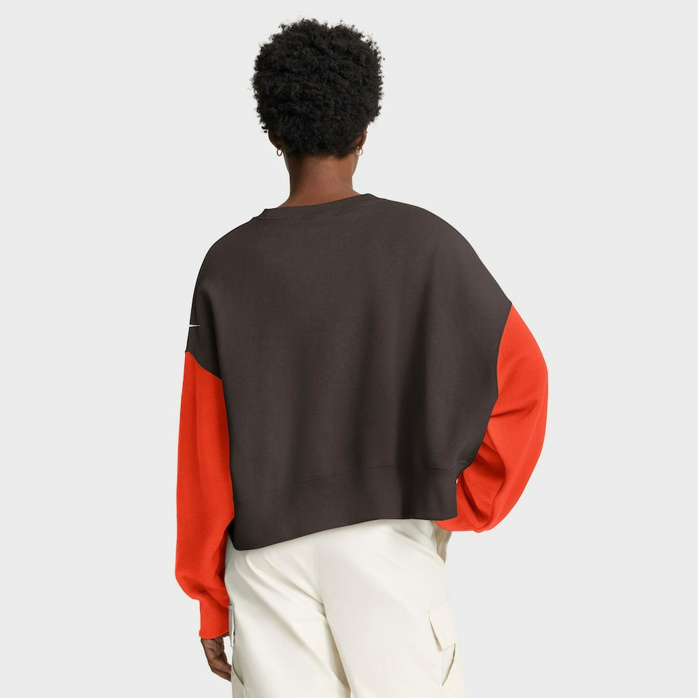 Cleveland Browns Women's Oversized Color-Block Pullover Sweatshirt Brown | Nike for Sale