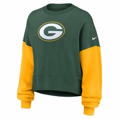 Green Bay Packers Women's Oversized Color-Block Pullover Sweatshirt Green | Nike for Sale