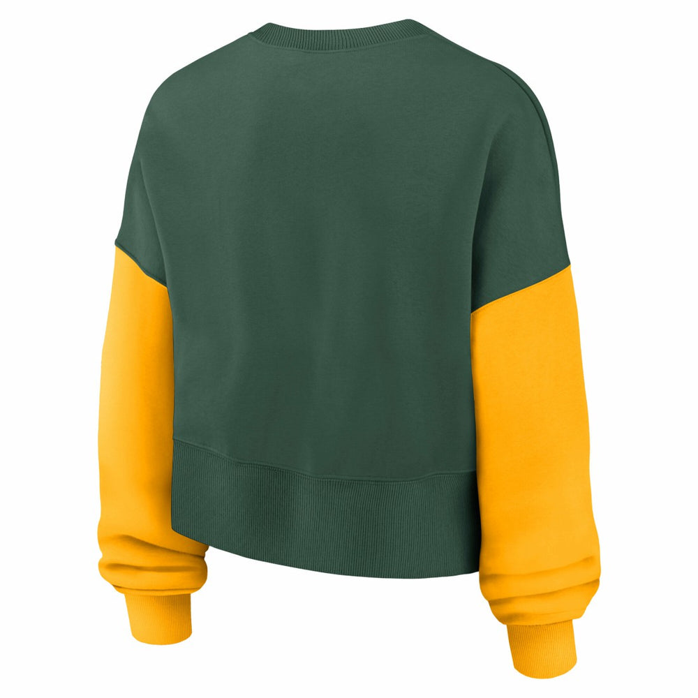 Green Bay Packers Women's Oversized Color-Block Pullover Sweatshirt Green | Nike for Sale