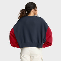 Houston Texans Women's Oversized Color-Block Pullover Sweatshirt Navy | Nike for Sale