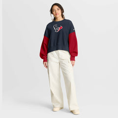 Houston Texans Women's Oversized Color-Block Pullover Sweatshirt Navy | Nike for Sale