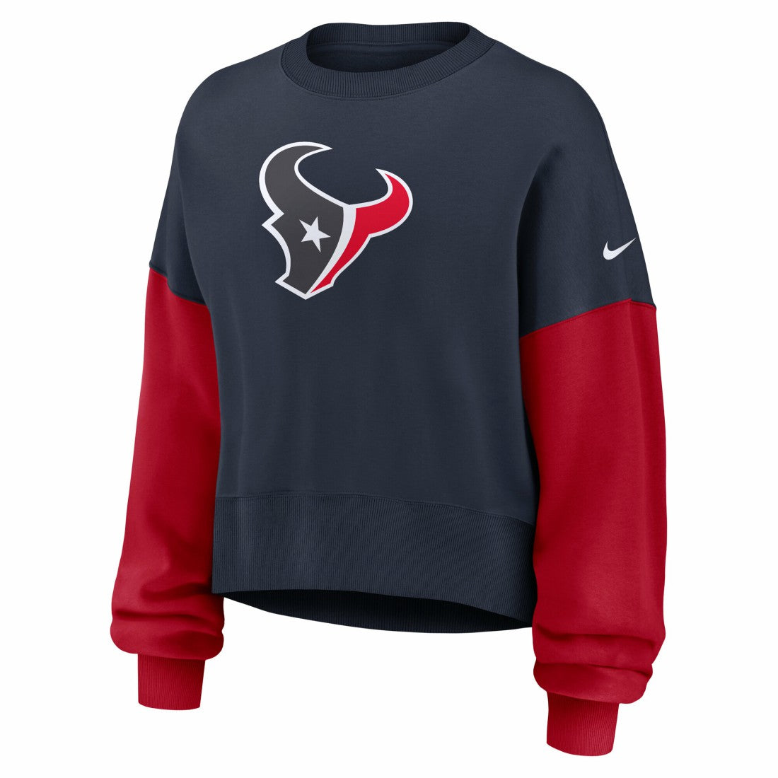 Houston Texans Women's Oversized Color-Block Pullover Sweatshirt Navy | Nike for Sale