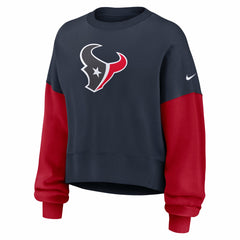 Houston Texans Women's Oversized Color-Block Pullover Sweatshirt Navy | Nike for Sale