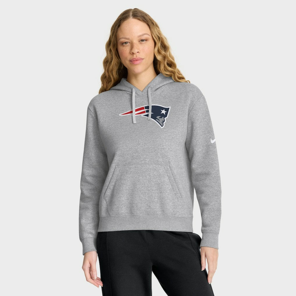 New England Patriots Women's Club Fleece Hoodie Heather Gray | Nike for Sale