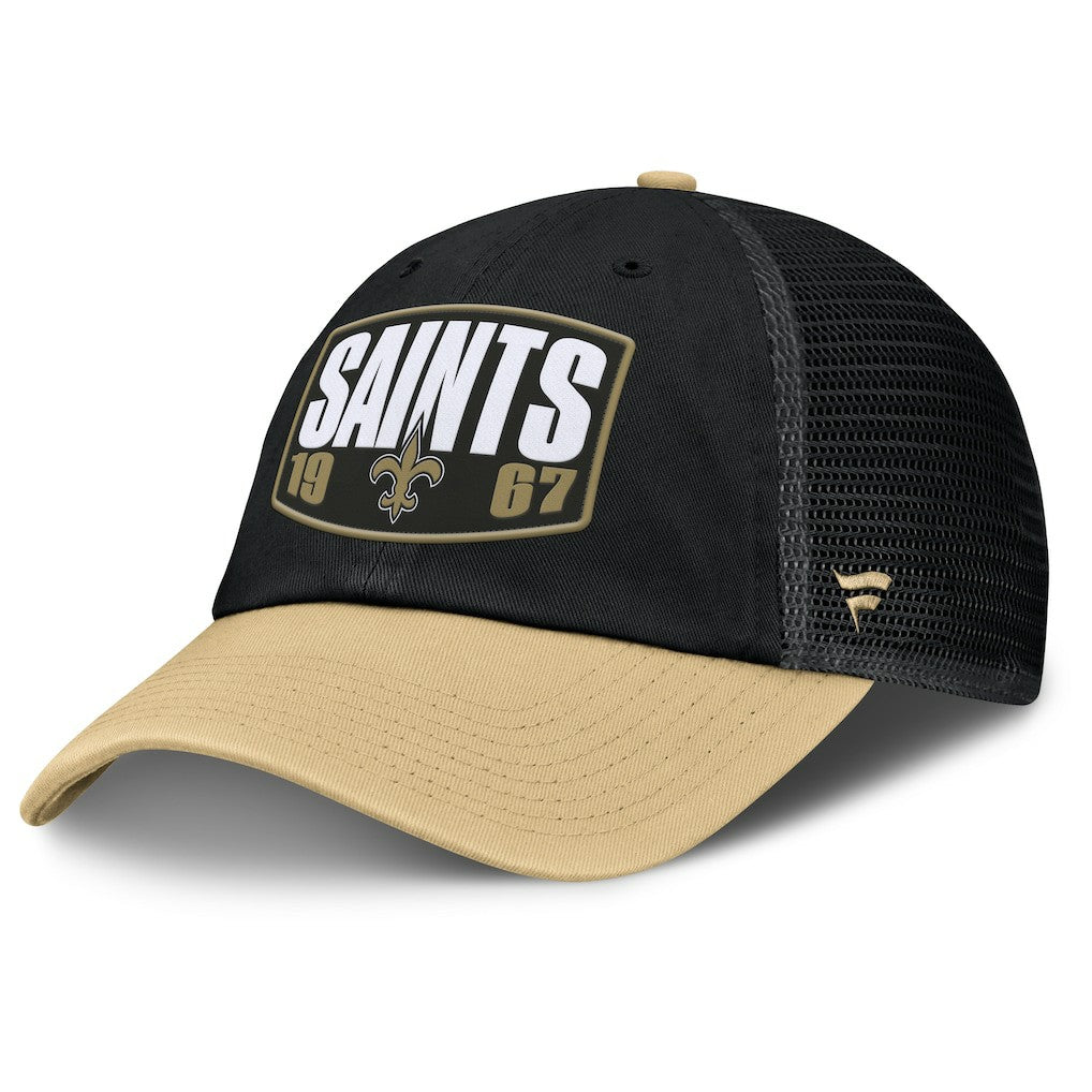 New Orleans Saints Franchise Trucker Adjustable Hat Black/Gold | Fanatics