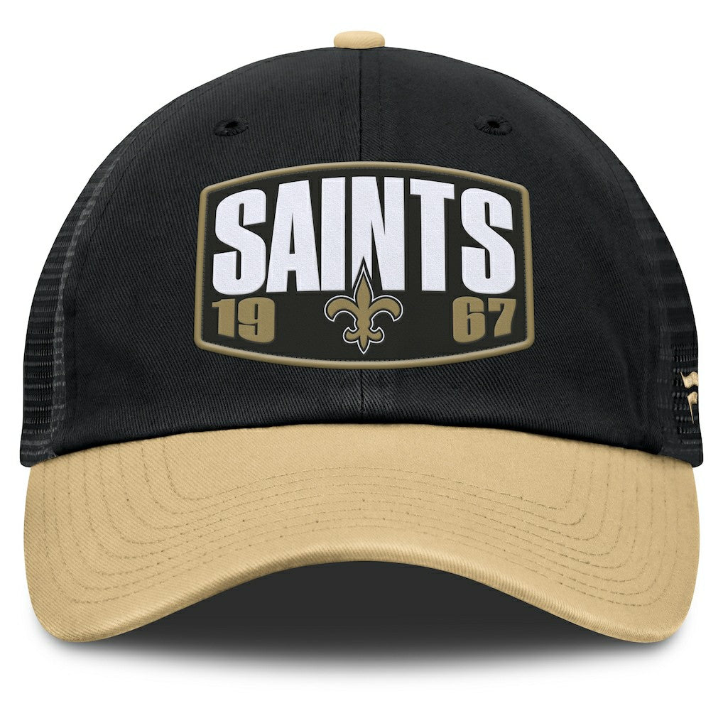 New Orleans Saints Franchise Trucker Adjustable Hat Black/Gold | Fanatics