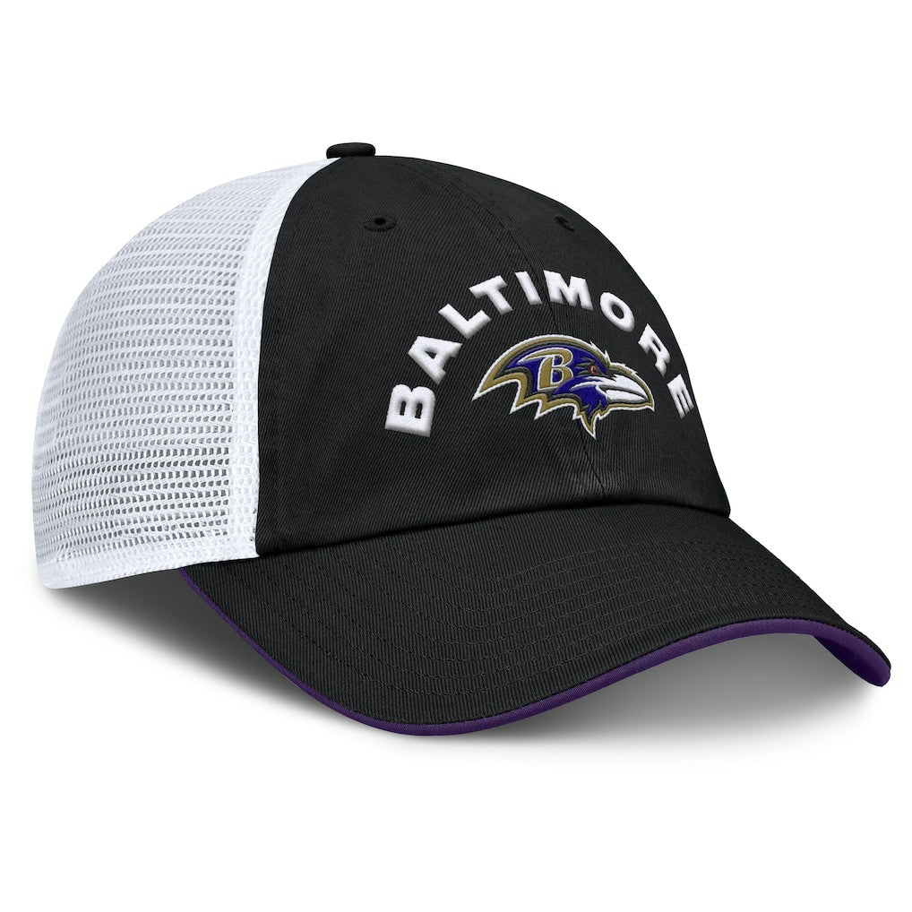 Baltimore Ravens Reverse Trucker Adjustable Hat Black/White | Fanatics