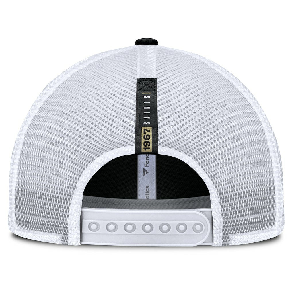New Orleans Saints Reverse Trucker Adjustable Hat Black/White | Fanatics