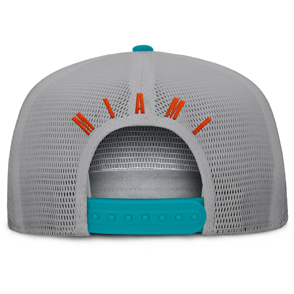 Miami Dolphins Edge Rush Trucker Adjustable Hat Aqua/Gray | Fanatics