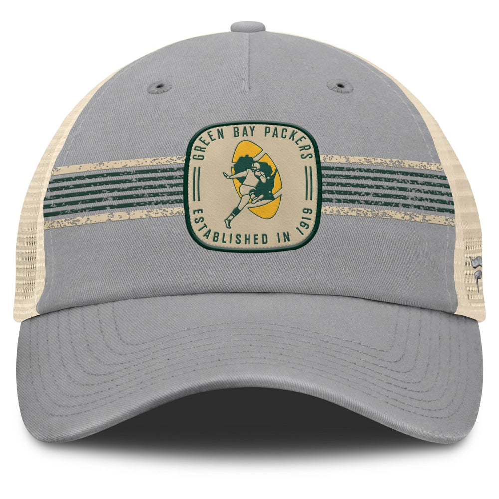 Green Bay Packers Heritage Bootleg Trucker Adjustable Hat Gray | Fanatics