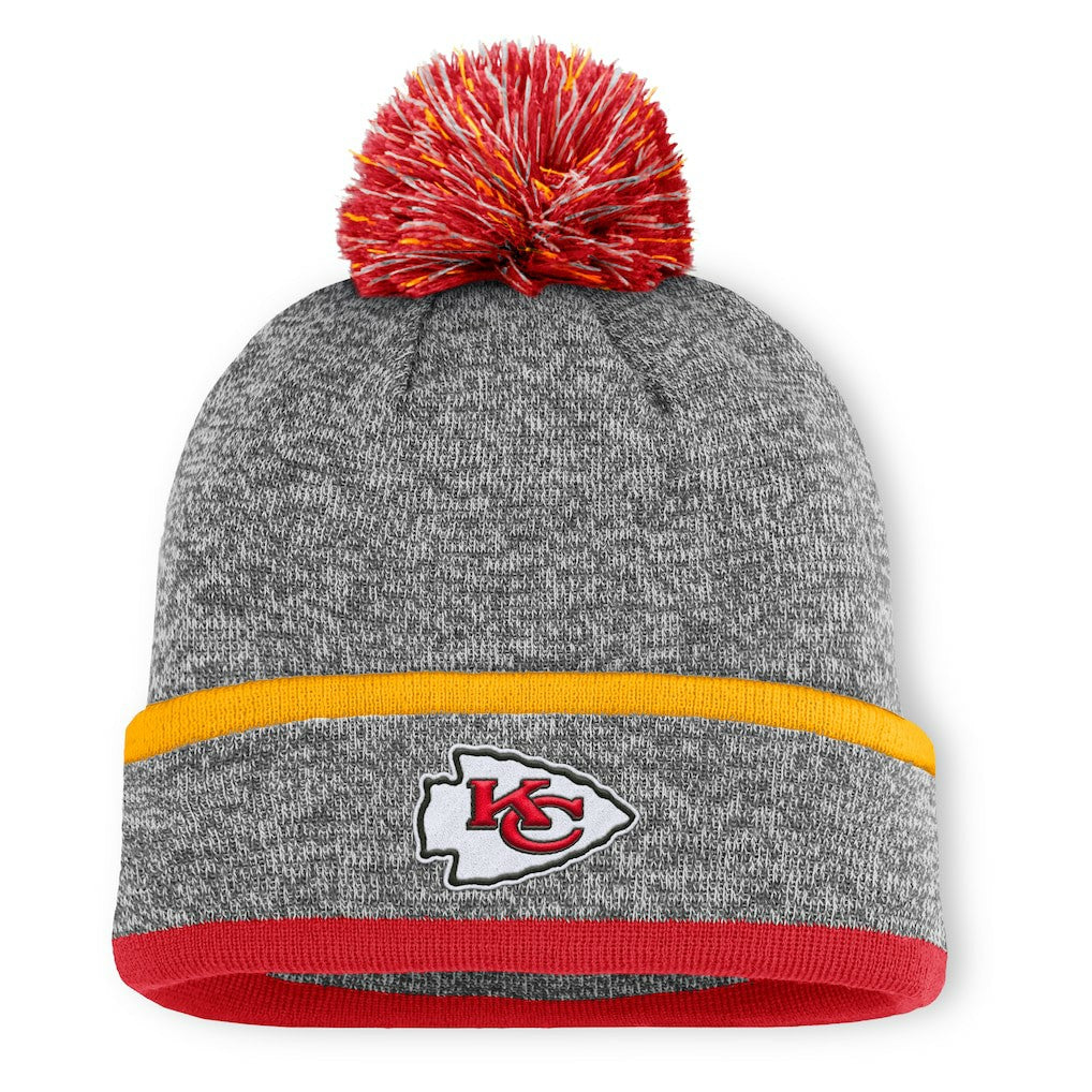 Kansas City Chiefs Motion Cuffed Knit Hat with Pom Heather Gray | Fanatics