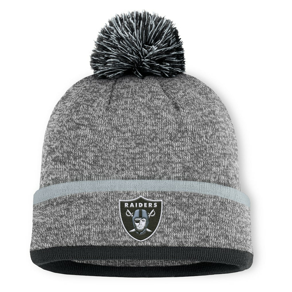 Las Vegas Raiders Motion Cuffed Knit Hat with Pom Heather Gray | Fanatics