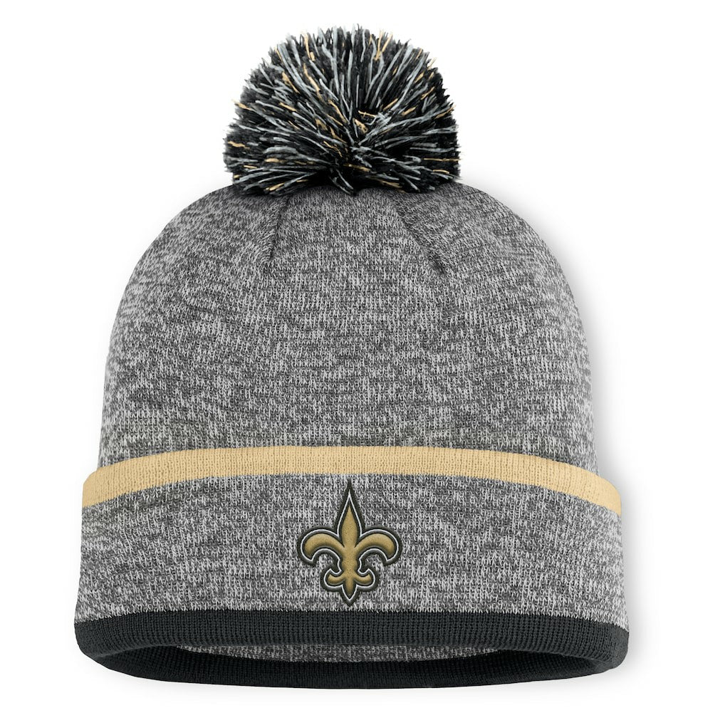 New Orleans Saints Motion Cuffed Knit Hat with Pom Heather Gray | Fanatics