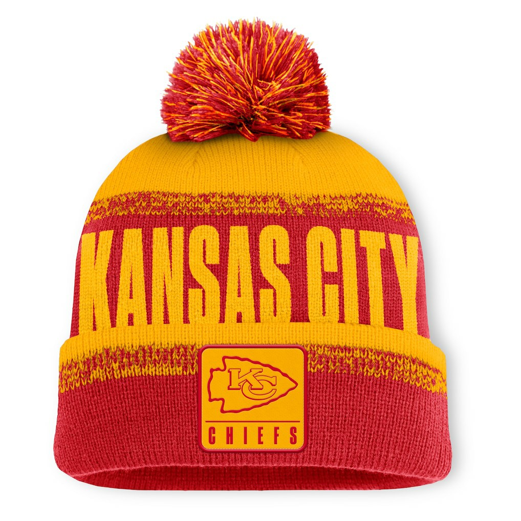 Kansas City Chiefs Play Action Cuffed Knit Hat with Pom Red/Gold | Fanatics
