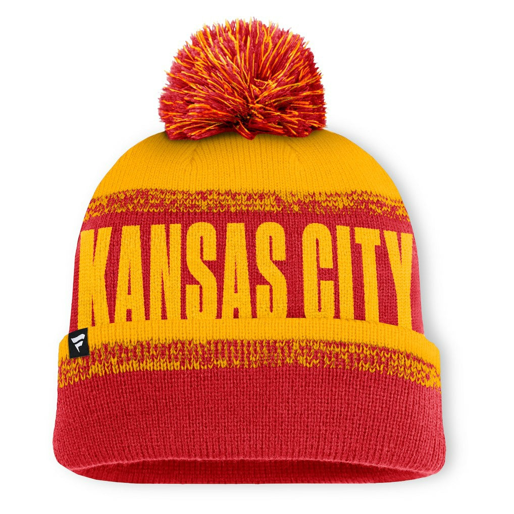 Kansas City Chiefs Play Action Cuffed Knit Hat with Pom Red/Gold | Fanatics