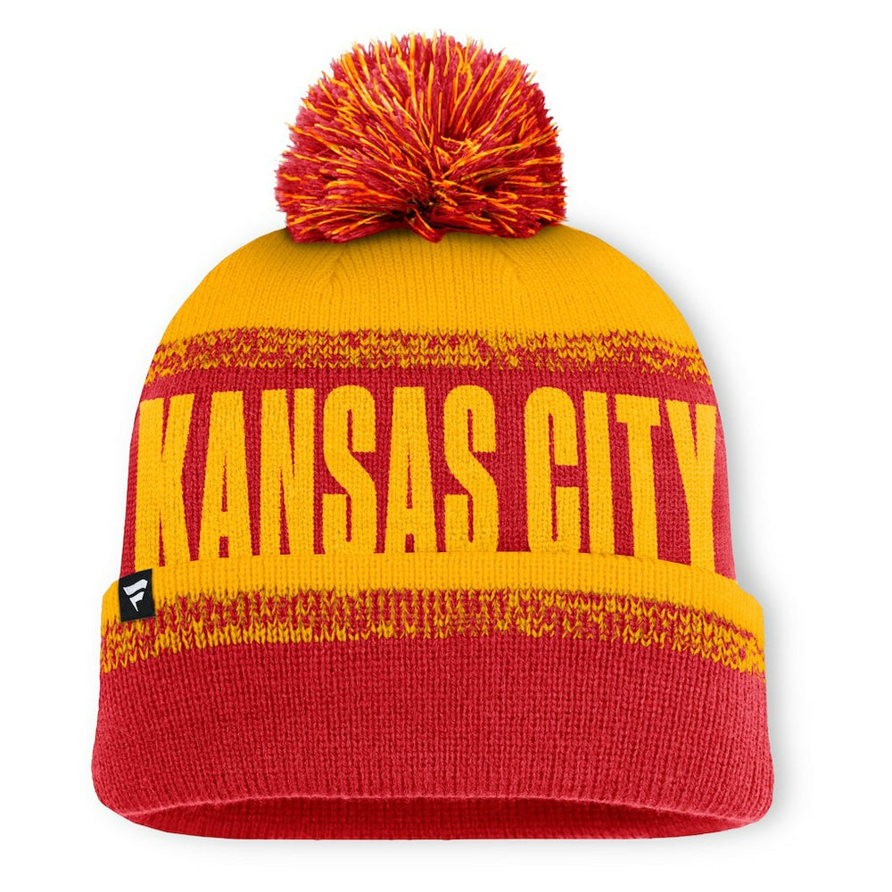 Kansas City Chiefs Play Action Cuffed Knit Hat with Pom Red/Gold | Fanatics