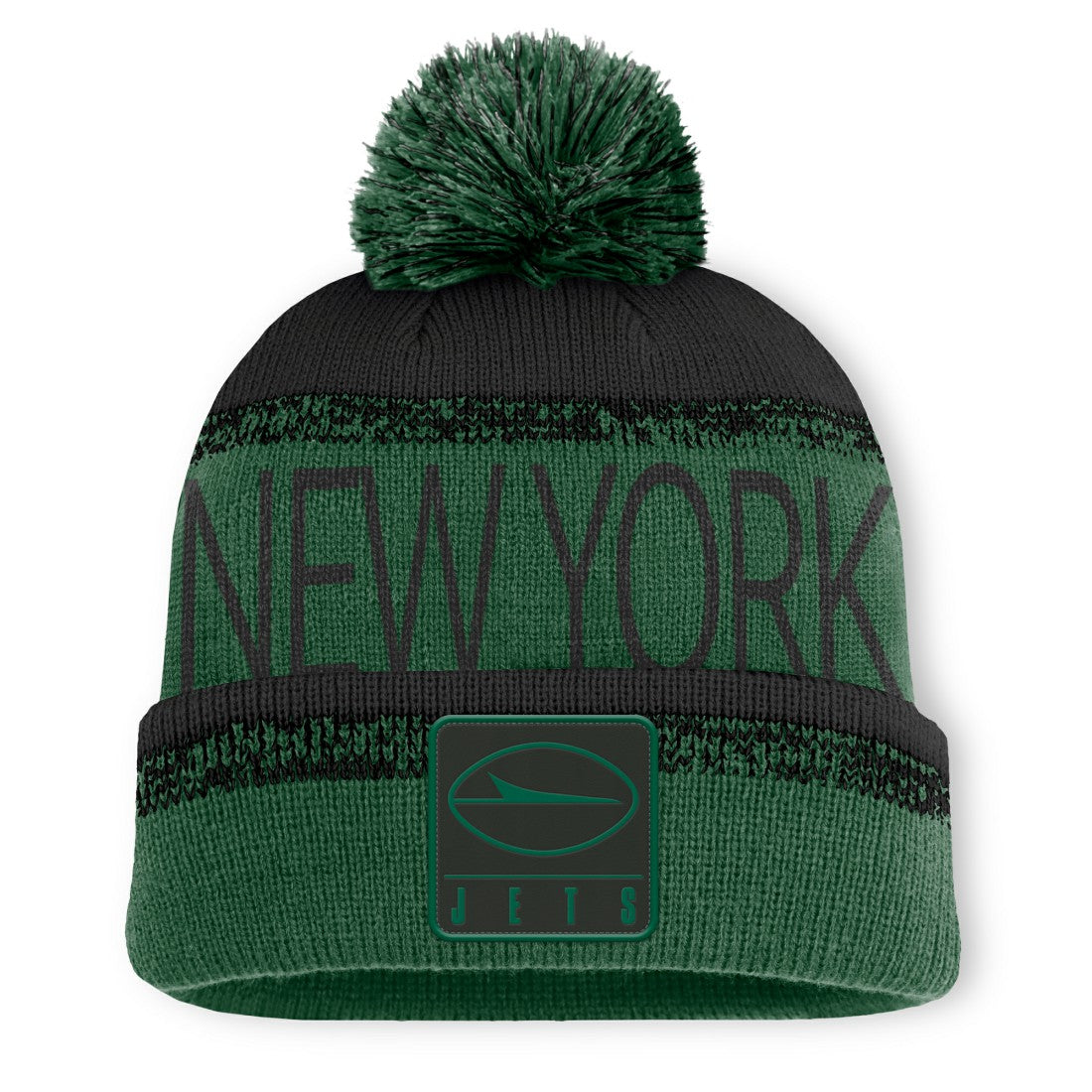 New York Jets Play Action Cuffed Knit Hat with Pom Green/Black | Fanatics