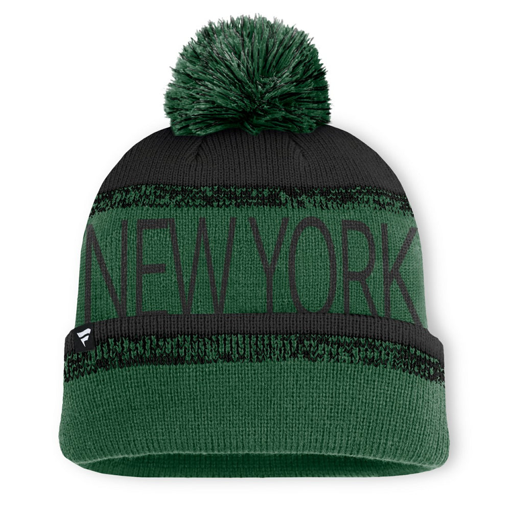 New York Jets Play Action Cuffed Knit Hat with Pom Green/Black | Fanatics